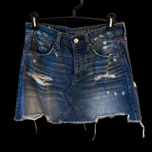 Distressed Denim Mini Skirt